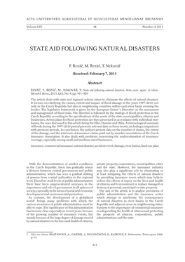 State Aid Following Natural Disasters