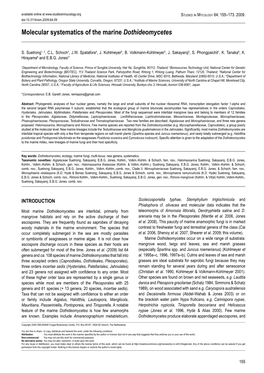 Molecular Systematics of the Marine Dothideomycetes