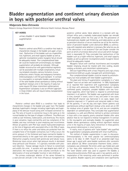 Bladder Augmentation and Continent Urinary Diversion in Boys with Posterior Urethral Valves