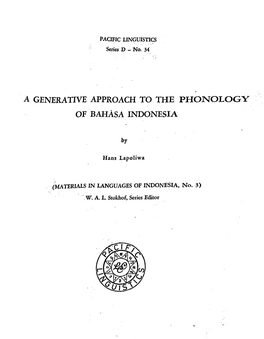 A Generative Approach to the Phonology of Bahasa Indonesia
