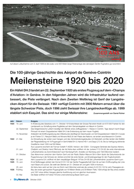 Meilensteine 1920 Bis 2020 Ein Häfeli DH.3 Landet Am 22