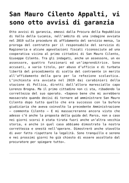 San Mauro Cilento Appalti, Vi Sono Otto Avvisi Di Garanzia,Stefania