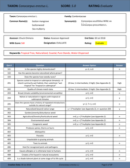 TAXON:Conocarpus Erectus L. SCORE:5.0 RATING:Evaluate