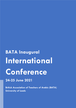 BATA Inaugural International Conference 24-25 June 2021