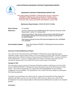 Green Hills Software INTEGRITY-178B Separation Kernel, Comprising