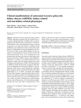 ARPKD): Kidney-Related and Non-Kidney-Related Phenotypes