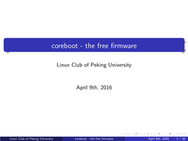 Coreboot - the Free ﬁrmware