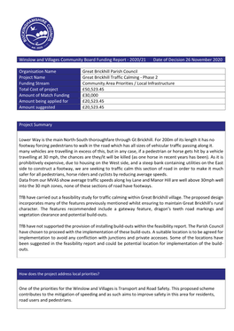 CB Funding Report Great Brickhill Traffic Calming 202021, Item 7