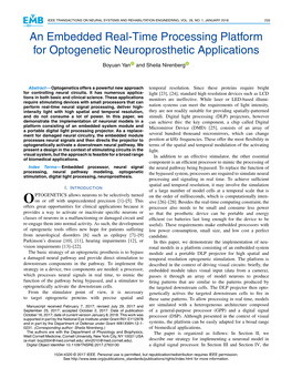 An Embedded Real-Time Processing Platform for Optogenetic Neuroprosthetic Applications