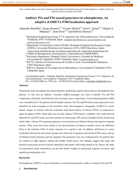 Auditory P3a and P3b Neural Generators in Schizophrenia: an Adaptive Sloreta P300 Localization Approach
