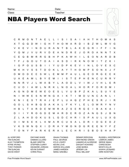 NBA Players Word Search