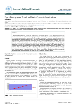 Egypt Demographic Trends and Socio-Economic Implications