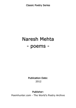 Naresh Mehta - Poems