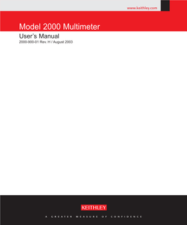 Model 2000 Multimeter User’S Manual 2000-900-01 Rev