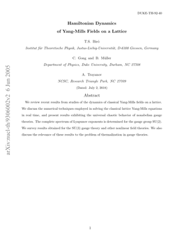Hamiltonian Dynamics of Yang-Mills Fields on a Lattice