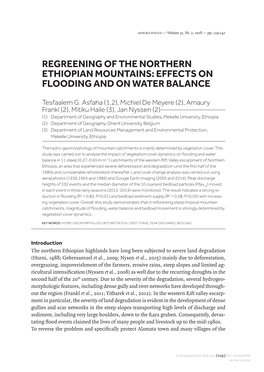 Regreening of the Northern Ethiopian Mountains: Effects on Flooding and on Water Balance