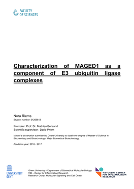 Characterization of MAGED1 As a Component of E3 Ubiquitin Ligase Complexes