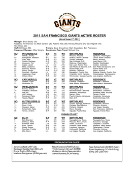 06-17-2011 Giants Roster