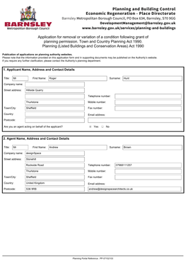 Application for Removal Or Variation of a Condition Following Grant of Planning Permission