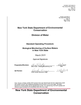Biological Monitoring of Surface Waters in New York State, 2019