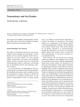 Neuroscience and Sex/Gender
