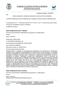 COMUNE DI CASTELVETRO DI MODENA SETTORE Area Tecnica –SUE –SUAP Servizio Urbanistica E Edilizia Residenziale