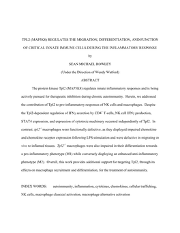 Tpl2 (Map3k8) Regulates the Migration, Differentiation, and Function