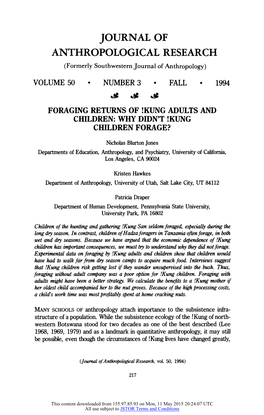 JOURNAL of ANTHROPOLOGICAL RESEARCH (Formerly Southwesternjournal of Anthropology) VOLUME50 * NUMBER3 * FALL * 1994