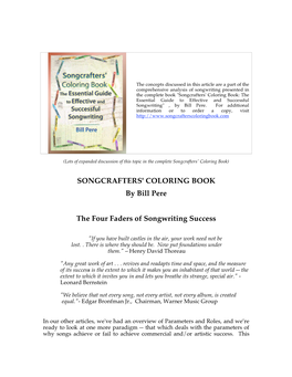 SONGCRAFTERS' COLORING BOOK by Bill Pere the Four Faders Of