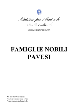 Famiglie Nobili Pavesi