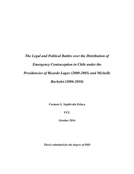 The Legal and Political Battles Over the Distribution of Emergency Contraception in Chile Under the Presidencies of Ricardo Lago