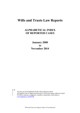 Wills and Trusts Law Reports