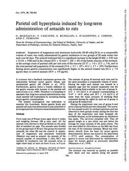 Parietal Cell Hyperplasia Induced by Long-Term Administration of Antacids to Rats