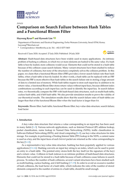 Comparison on Search Failure Between Hash Tables and a Functional Bloom Filter