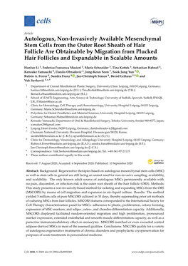 Autologous, Non-Invasively Available Mesenchymal Stem Cells from the Outer Root Sheath of Hair Follicle Are Obtainable by Migrat