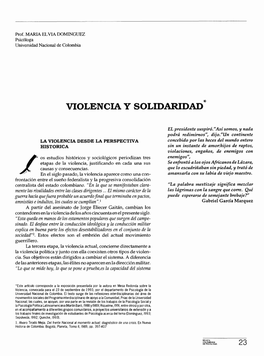 Violencia Y Solidaridad *