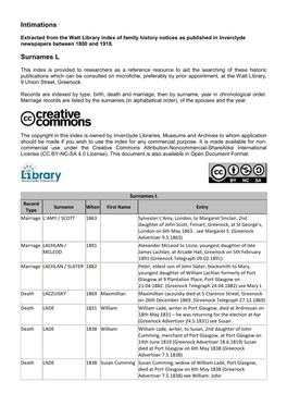 Intimations Surnames L