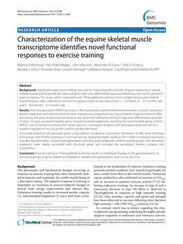 Research Article Characterization of the Equine Skeletal Muscle