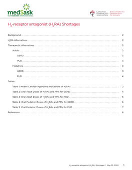 Receptor Antagonist (H RA) Shortages | May 25, 2020 2 2 2 GERD4,5 • Take This Opportunity to Determine If Continued Treatment Is Necessary