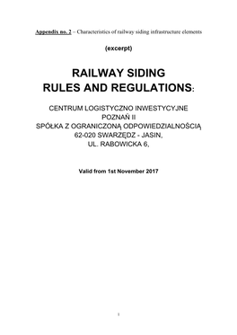 Railway Siding Rules and Regulations