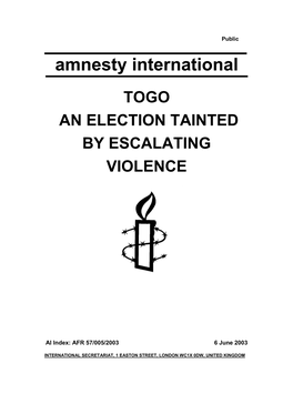 Togo an Election Tainted by Escalating Violence