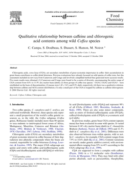 Caffeine and Chlorogenic Acid Contents Among Wild Coffea