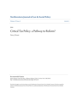 Critical Tax Policy: a Pathway to Reform? Nancy J