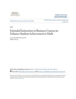 Extended Instruction in Business Courses to Enhance Student Achievement in Math Lessie Mcnabb Houseworth Walden University