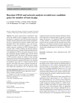 Bayesian GWAS and Network Analysis Revealed New Candidate Genes for Number of Teats in Pigs