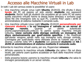 Accesso Alle Macchine Virtuali in Lab Vela