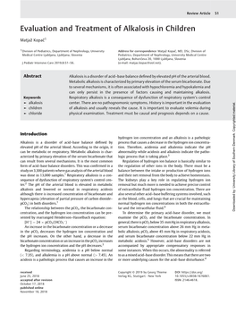 Evaluation and Treatment of Alkalosis in Children