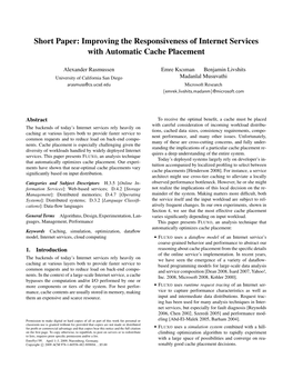 Improving the Responsiveness of Internet Services with Automatic Cache Placement