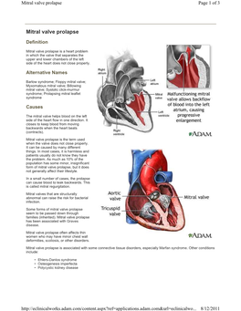 Mitral Valve Prolapse Page 1 of 3