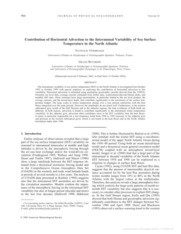 Contribution of Horizontal Advection to the Interannual Variability of Sea Surface Temperature in the North Atlantic